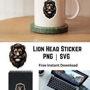 Lion Head Sticker -Instant Download